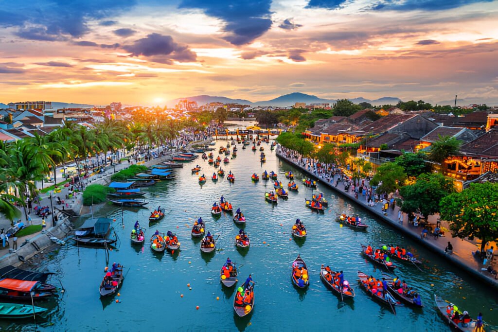 An ancient town at twilight, Vietnam